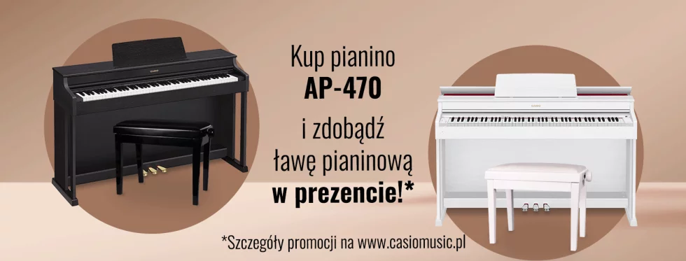 Majowa promocja: kup pianino AP-470 BK i AP-470 WE odbierz za darmo ławę pianową